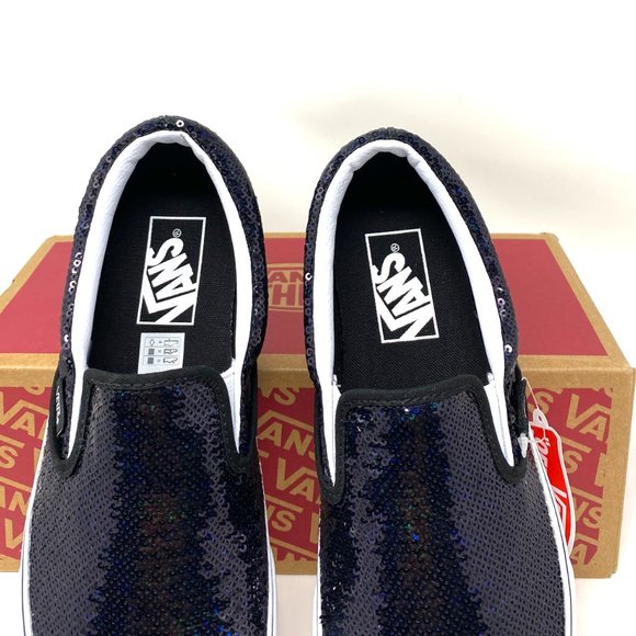 VANS Classic Slip-On Micro Sequins Black Glitter Sneakers Women Size VN0A4U382PC - Picture 4 of 11